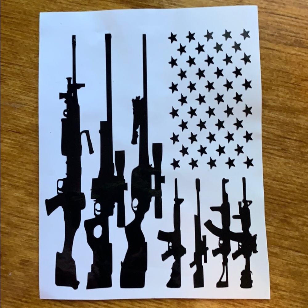 Gun American flag decal sticker